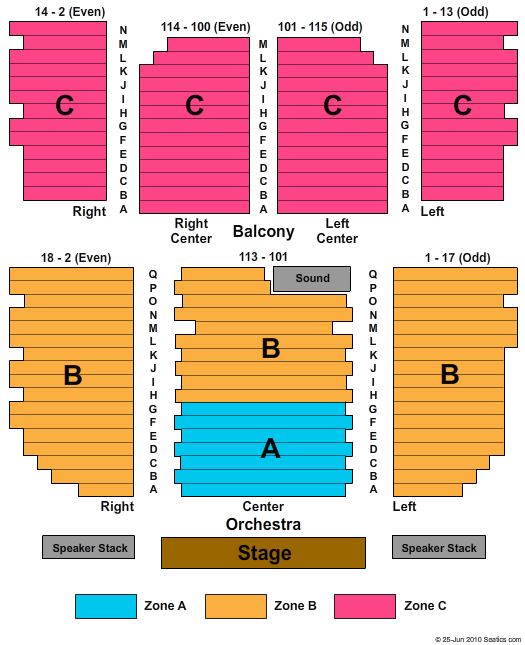 Tarrytown Music Hall Standard Seating Chart